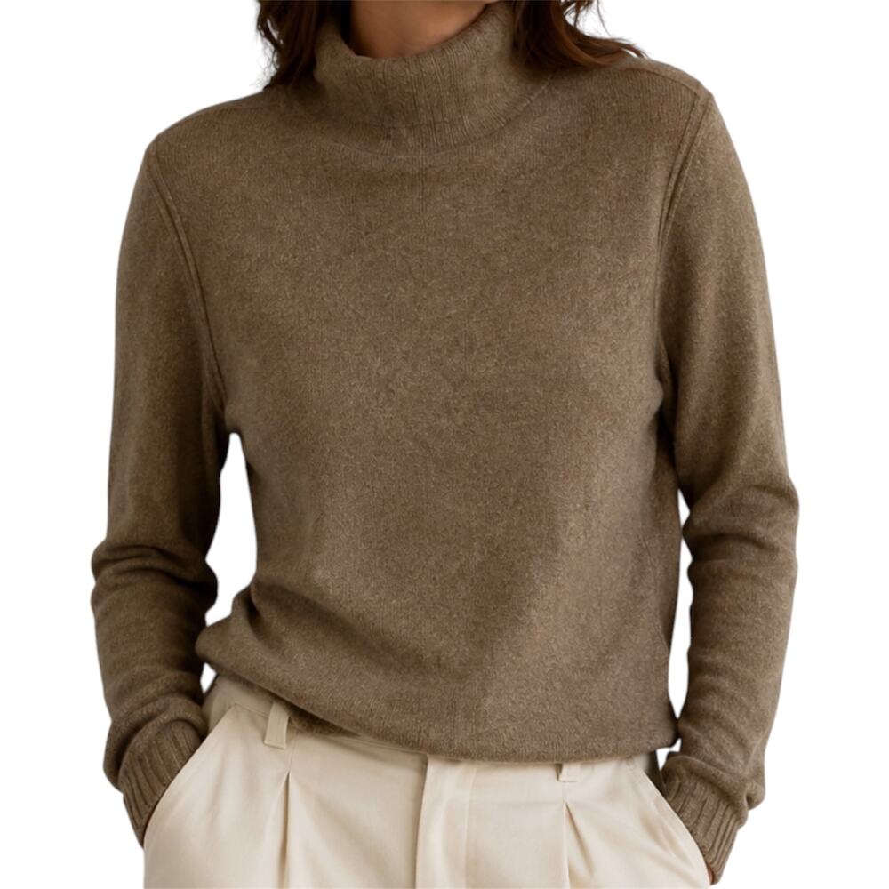 J.Crew Alpaca Sweater Merino Wool Knit Mock Neck Ribbed Hem Pullover Tan Small